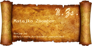 Matejko Zsombor névjegykártya